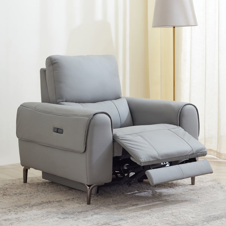 Amigo Half Leather 3+1+1 Electric Recliner Set - Grey