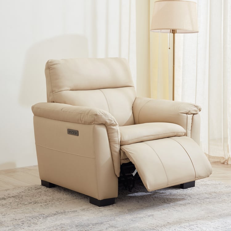 Senorita Half Leather 3+2+1 Seater Electric Recliner Set - Ivory