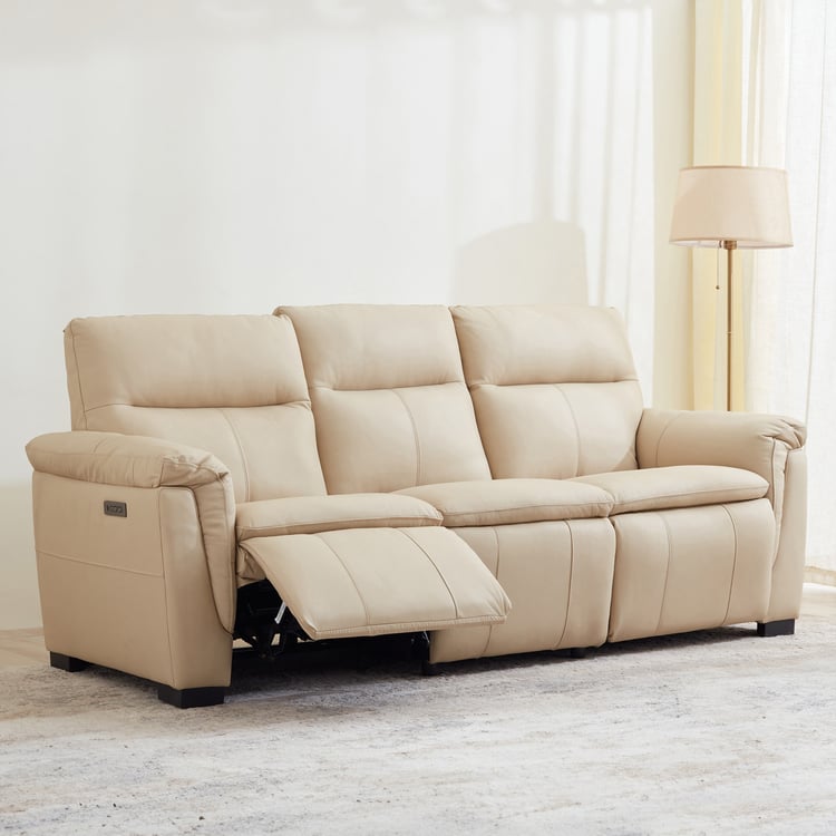 Senorita Half Leather 3+2 Seater Electric Recliner Set - Ivory