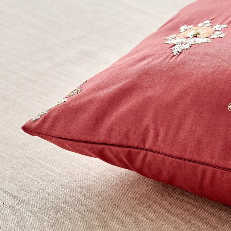 Velour Buta Embroidered Cushion Cover - 40x40cm