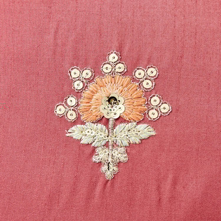Velour Buta Embroidered Cushion Cover - 40x40cm