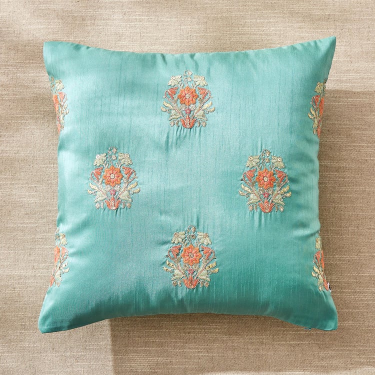 Velour Buta Embroidered Cushion Cover - 40x40cm