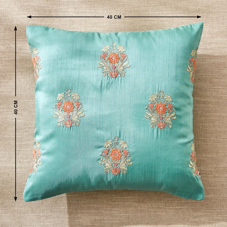 Velour Buta Embroidered Cushion Cover - 40x40cm