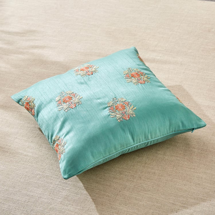 Velour Buta Embroidered Cushion Cover - 40x40cm