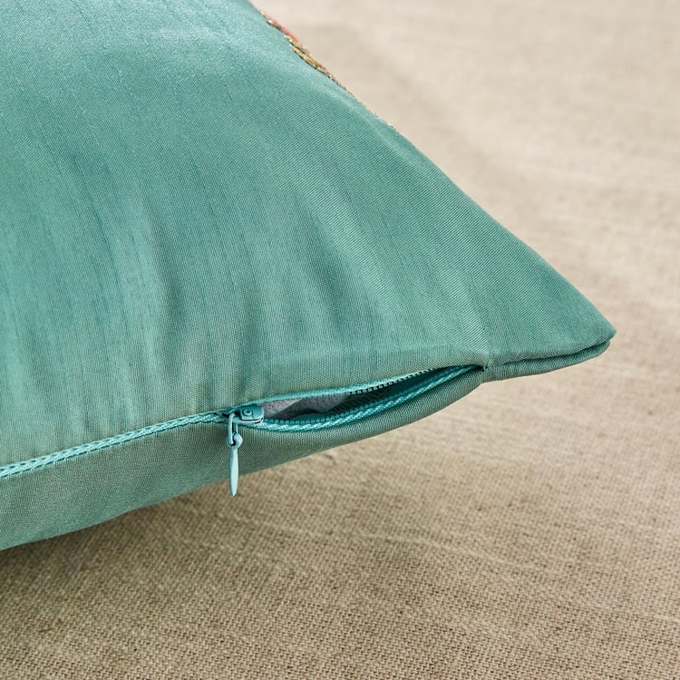 Velour Buta Embroidered Cushion Cover - 40x40cm