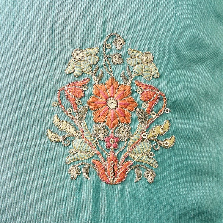 Velour Buta Embroidered Cushion Cover - 40x40cm