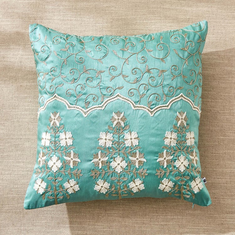 Velour Classical Embroidered Cushion Cover - 40x40cm