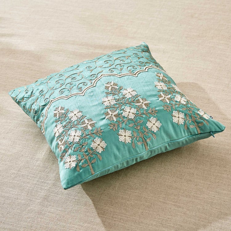 Velour Classical Embroidered Cushion Cover - 40x40cm