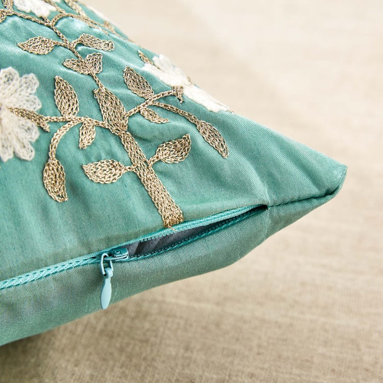 Velour Classical Embroidered Cushion Cover - 40x40cm