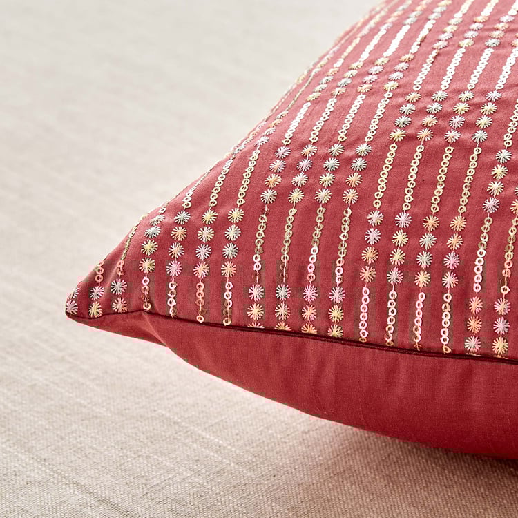 Velour Embroidered Sequin Cushion Cover - 40x40cm