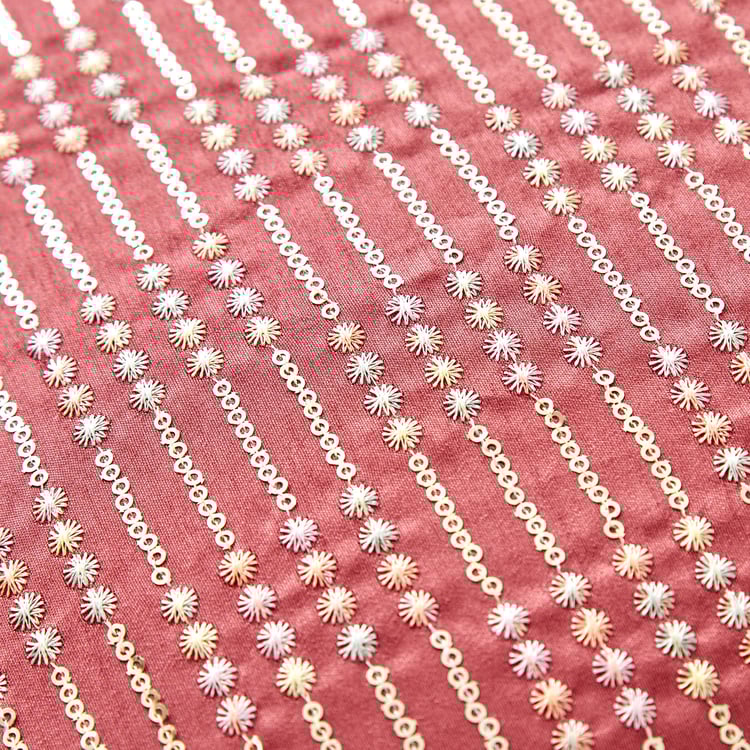 Velour Embroidered Sequin Cushion Cover - 40x40cm