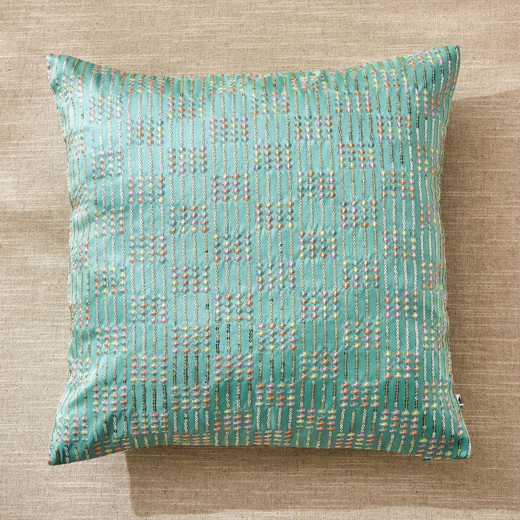 Velour Embroidered Cushion Cover - 40x40cm