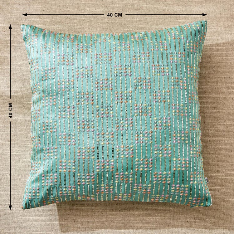 Velour Embroidered Cushion Cover - 40x40cm