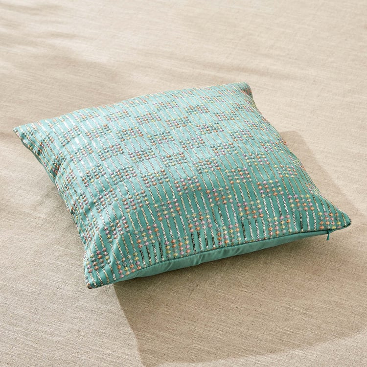 Velour Embroidered Cushion Cover - 40x40cm