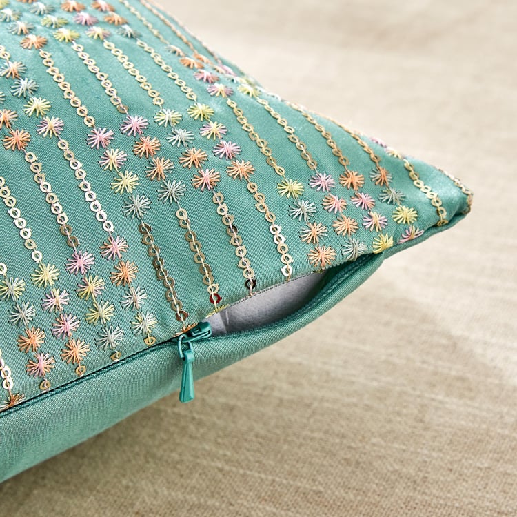 Velour Embroidered Cushion Cover - 40x40cm