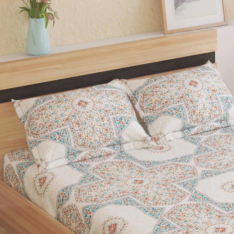 Anagha Naida Cotton 144TC Printed 3Pcs Queen Bedsheet Set