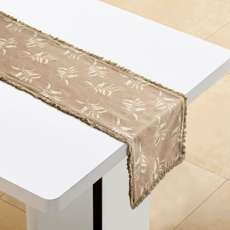 Maison Leaf Cotton Woven Table Runner