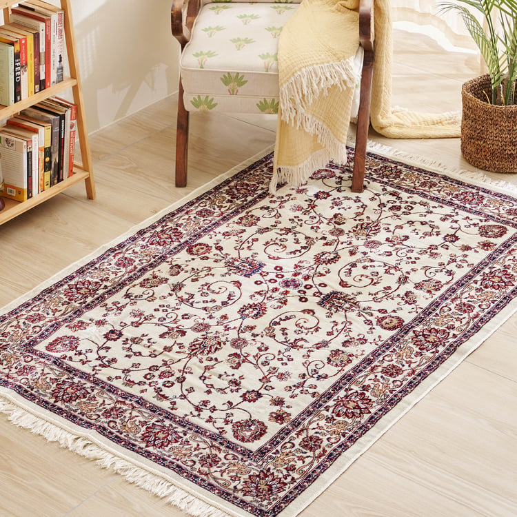 Corsica Esteem Polycotton Floral Woven Carpet - 183x122cm