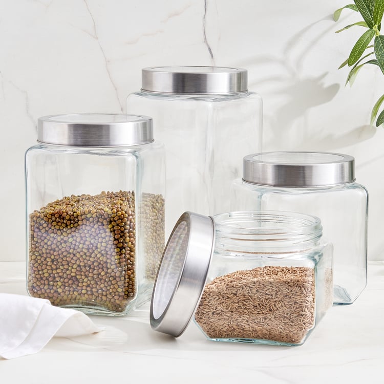 Corsica Roven Set of 4 Glass Storage Jars with Lid