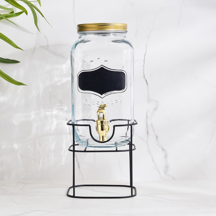 Corsica Rooney Glass Dispenser with Stand - 3L