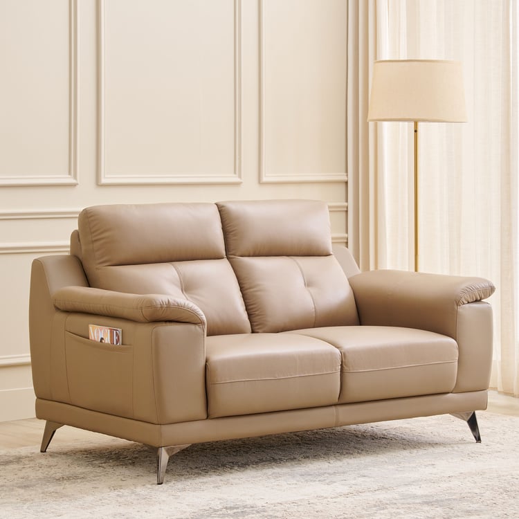 Martin Half Leather 2-Seater Sofa - Beige