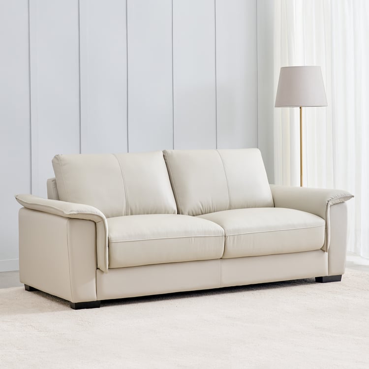 Magna Half Leather 3-Seater Sofa - Grey