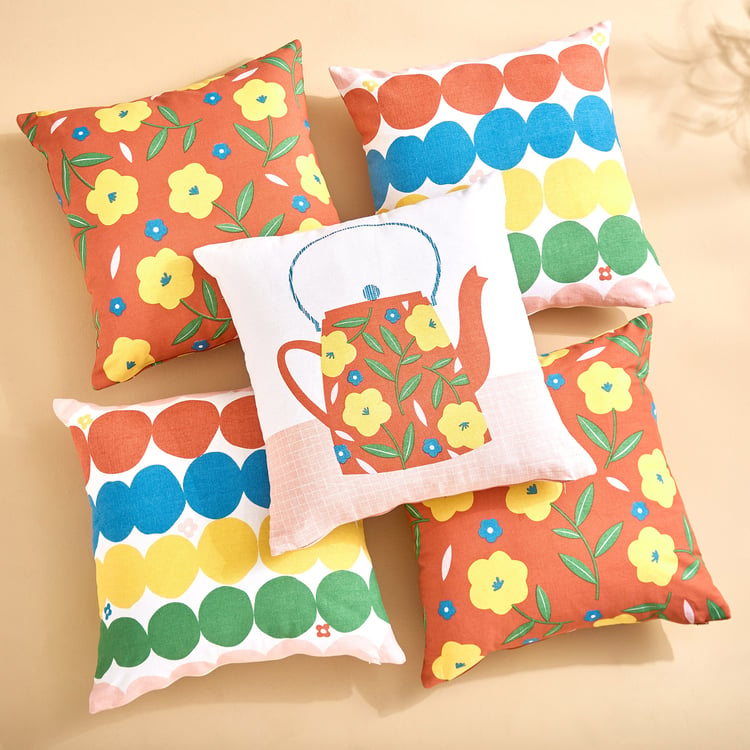 Pacific Vera Kettle Set of 5 Printed Cushion Covers - 40x40cm