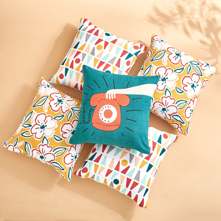 Pacific Vera Telephone Set of 5 Printed Cushion Covers - 40x40cm