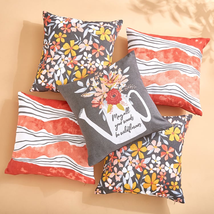 Pacific Vera Wildflower Set of 5 Printed Cushion Covers - 40x40cm