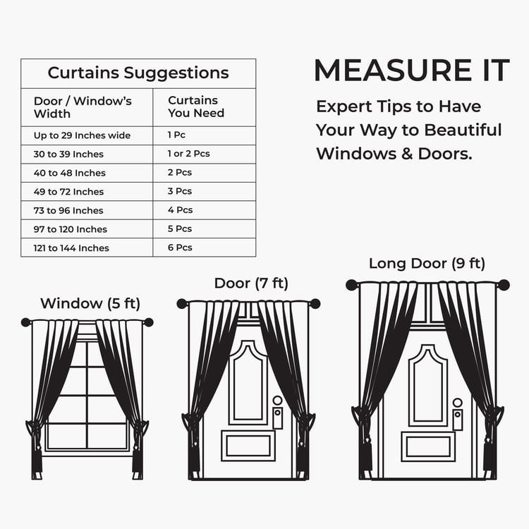 DECO WINDOW Premium Set of 2 Printed Room Darkening Door Curtains - 7ft