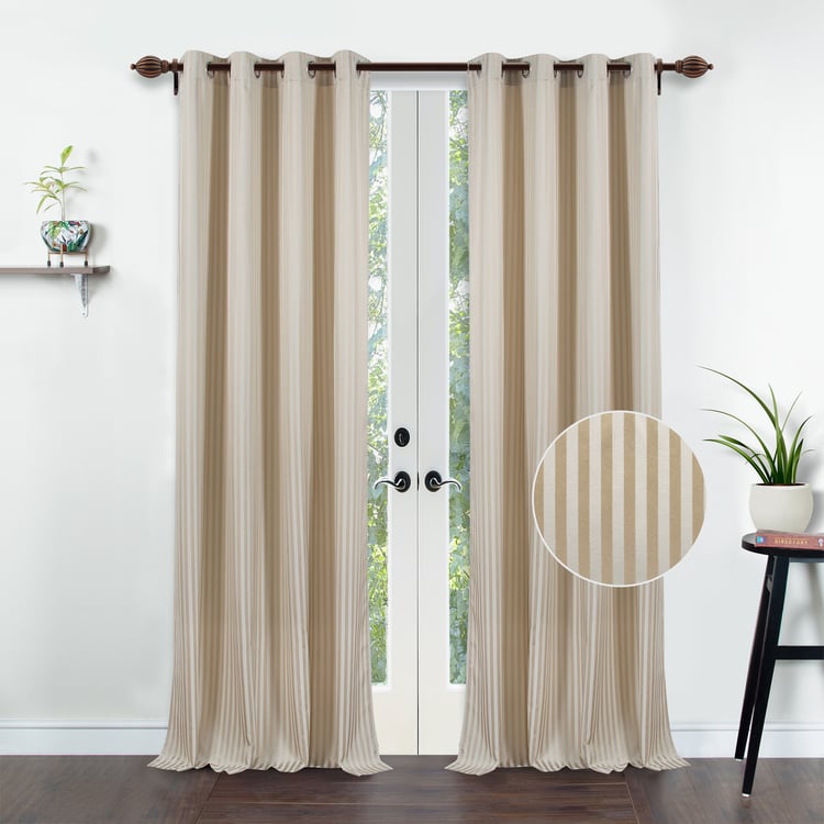 DECO WINDOW Premium Set of 2 Striped Room Darkening Door Curtains