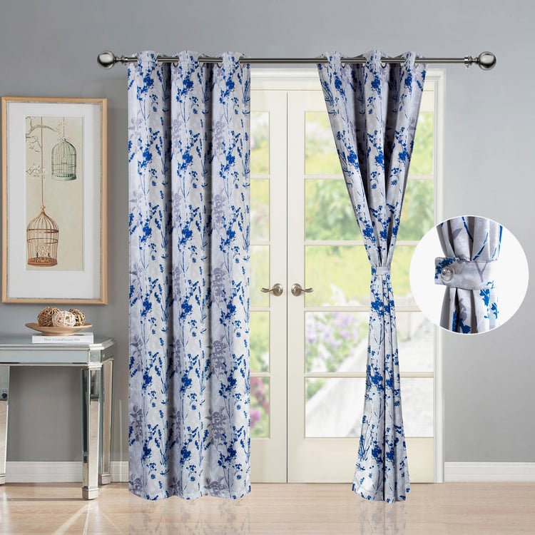 DECO WINDOW Premium Set of 2 Floral Print Room Darkening Door Curtains