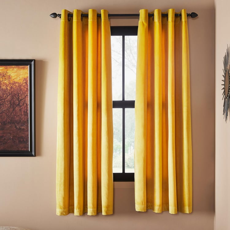 DECO WINDOW Bucolic Yellow Set of 2 Blackout Window Curtains