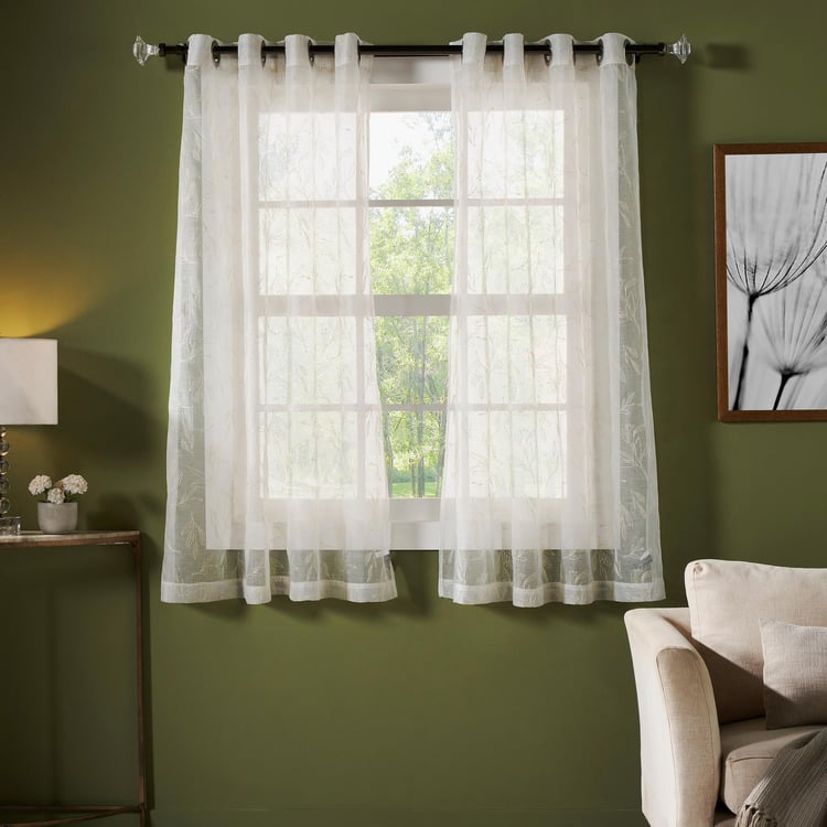 DECO WINDOW Pristine Ivory Set of 2 Sheer Window Curtains