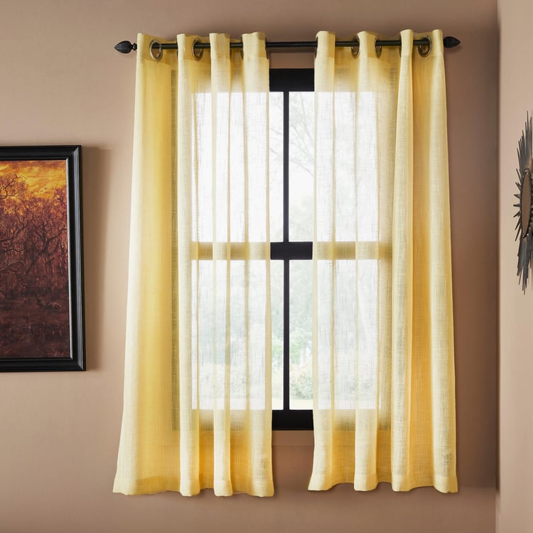 DECO WINDOW Bucolic Yellow Set of 2 Sheer Window Curtains