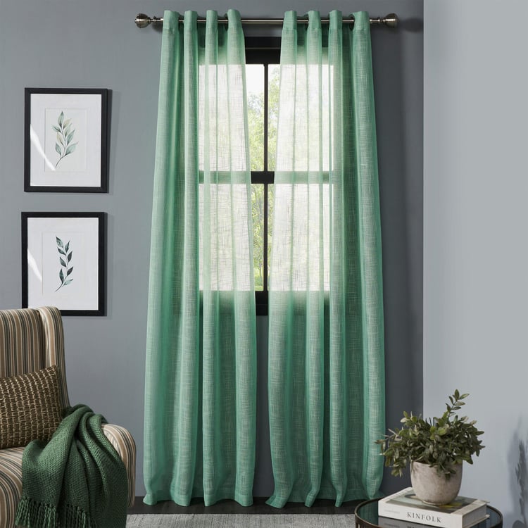 DECO WINDOW Horticulture Green Set of 2 Sheer Window Curtains