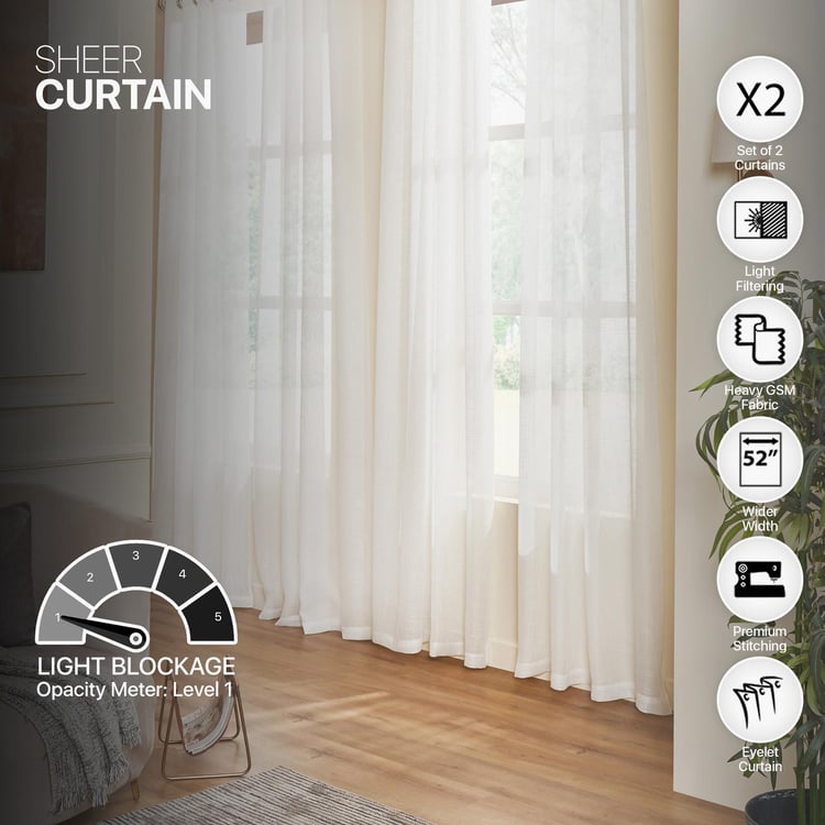 DECO WINDOW Hamlet Bleach Set of 2 Sheer Window Curtains