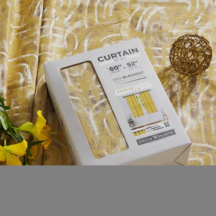 DECO WINDOW Bucolic Yellow Set of 2 Blackout Window Curtains