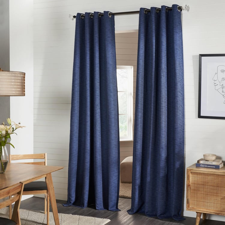 DECO WINDOW Antarctica Blue Set of 2 Blackout Door Curtains