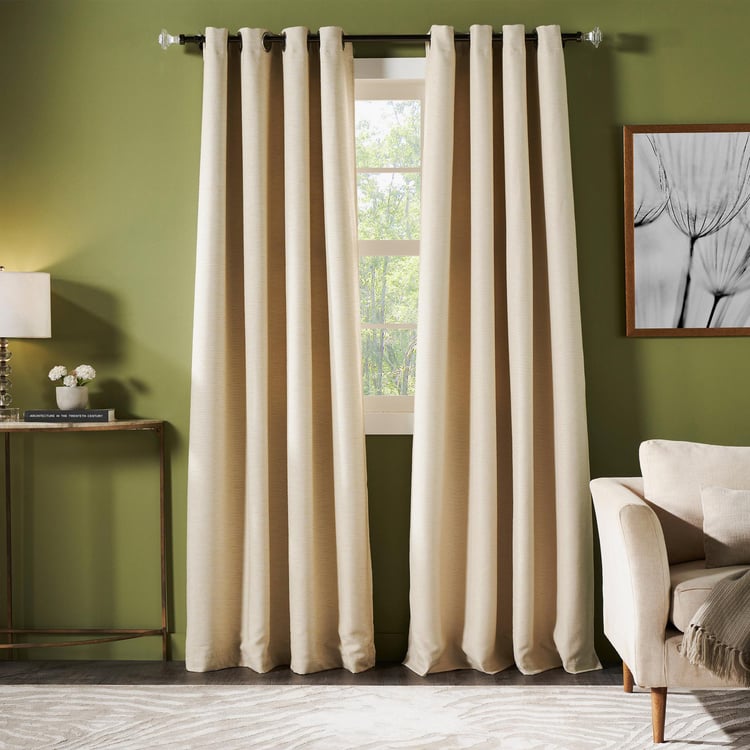 DECO WINDOW Pristine Ivory Set of 2 Blackout Door Curtains - 7ft