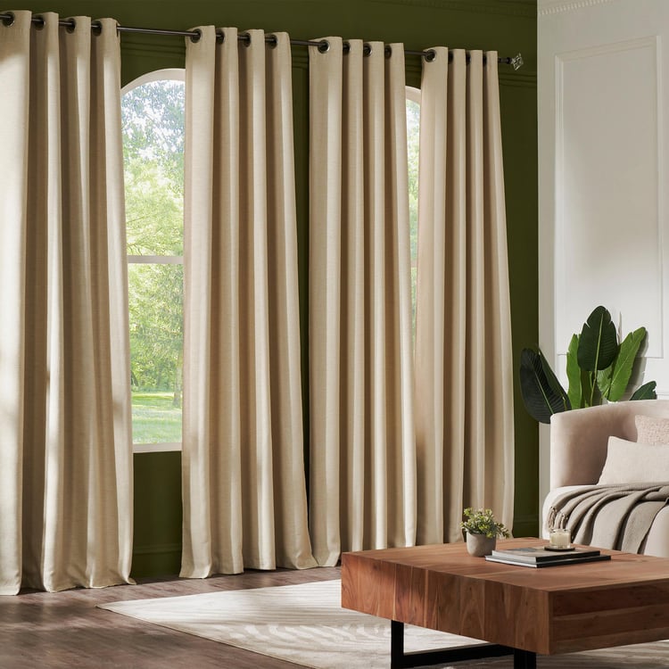 DECO WINDOW Pristine Ivory Set of 2 Blackout Door Curtains - 7ft