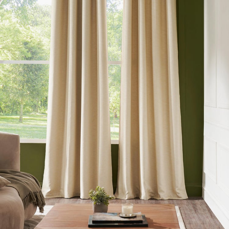 DECO WINDOW Pristine Ivory Set of 2 Blackout Door Curtains - 7ft