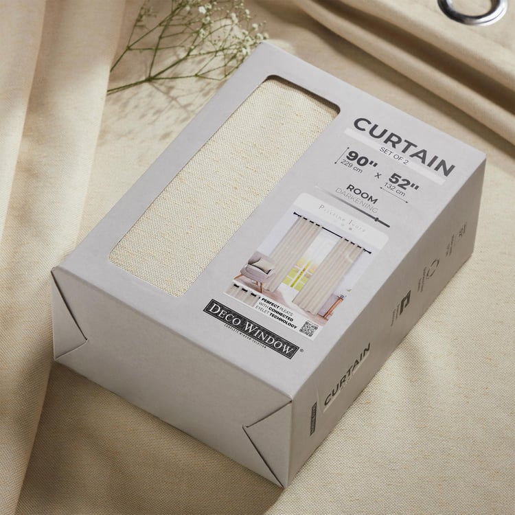 DECO WINDOW Pristine Ivory Set of 2 Blackout Door Curtains - 7ft