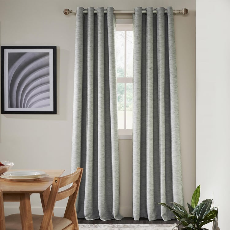 DECO WINDOW Mineral Grey Set of 2 Blackout Door Curtains - 7ft