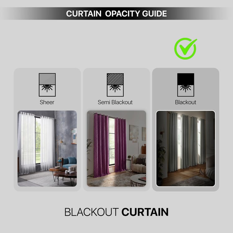 DECO WINDOW Mineral Grey Set of 2 Blackout Door Curtains - 7ft