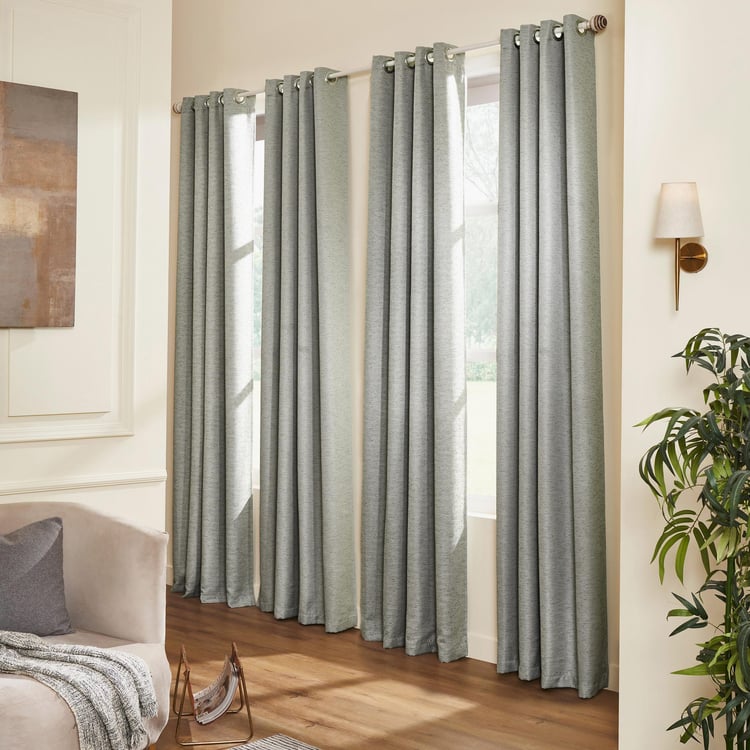 DECO WINDOW Mineral Grey Set of 2 Blackout Door Curtains - 7ft