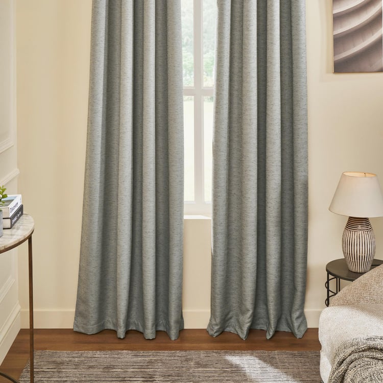 DECO WINDOW Mineral Grey Set of 2 Blackout Door Curtains - 7ft