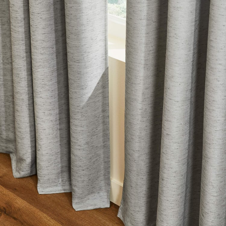 DECO WINDOW Mineral Grey Set of 2 Blackout Door Curtains - 7ft