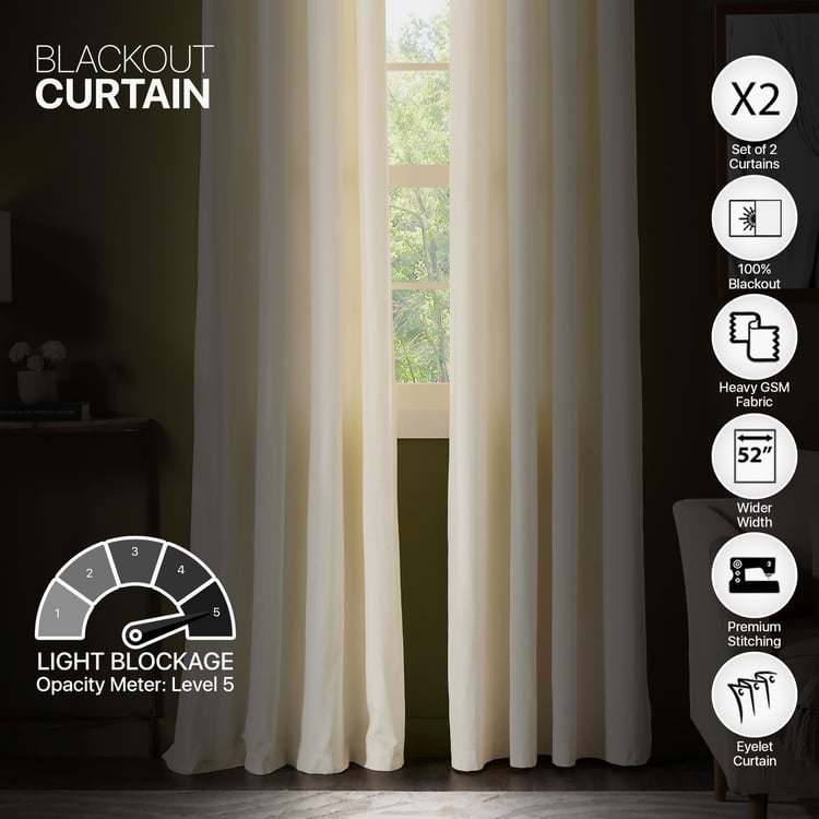 DECO WINDOW Pristine Ivory Set of 2 Blackout Door Curtains