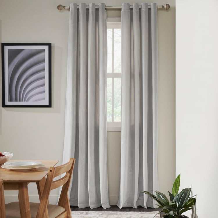 DECO WINDOW Mineral Grey Set of 2 Blackout Door Curtains - 7ft